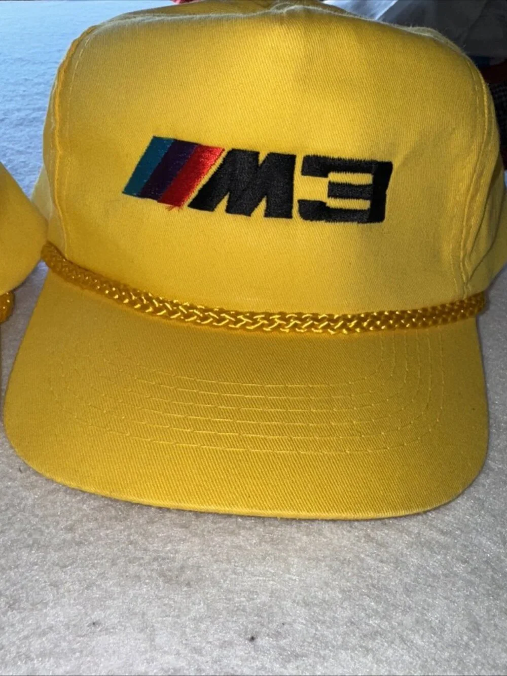 Vintage 90s BMW M3 Motorsport Yellow Rope Hat NOS